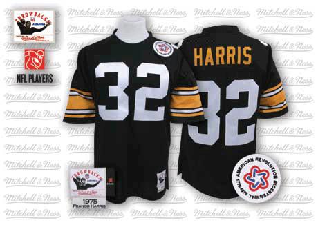 Men's Authentic Franco Harris Mitchell and Ness Jersey Black Home - #32 Throwback NFL Pittsburgh Steelers